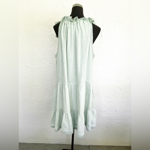 New Ulla Johnson Corianne Dress Linen Tiered Cerulean NWT Womens 14 - Picture 6 of 8